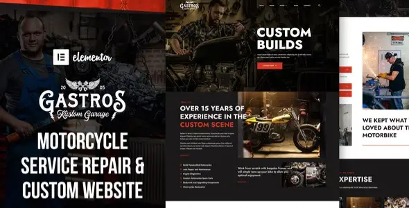 Gastros Garage – Motorcycle Service Repair Elementor Template Kit